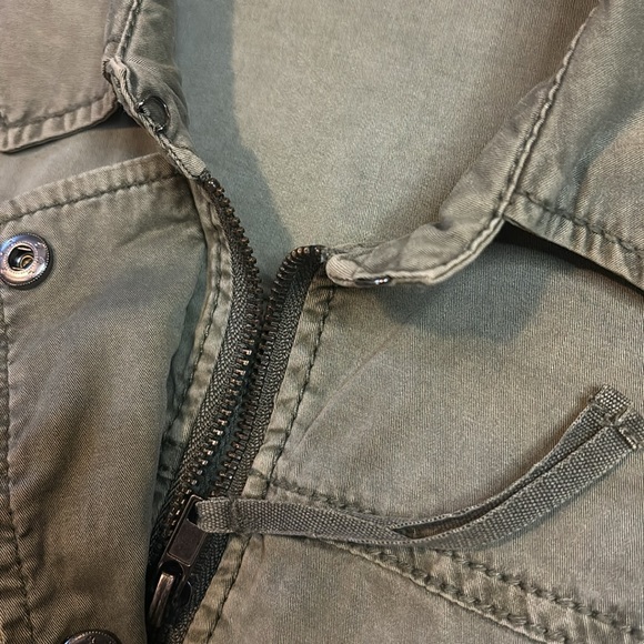 ✨Women’s XS Marrakech Anthropologie Army Green Zip Button Up Utility Coat Jacket - Picture 5 of 12